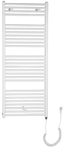 AQUALINE DIRECT-E elektromos fürdőszobai radiátor fűtőpatronnal, egyenes, 600x1320mm, 600W, fehér (ILE36T)