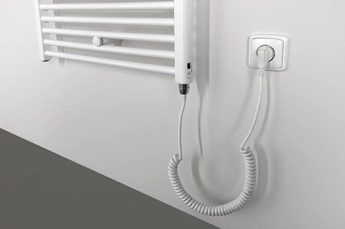 AQUALINE DIRECT-E elektromos fürdőszobai radiátor fűtőpatronnal, egyenes, 600x1320mm, 600W, fehér (ILE36T)