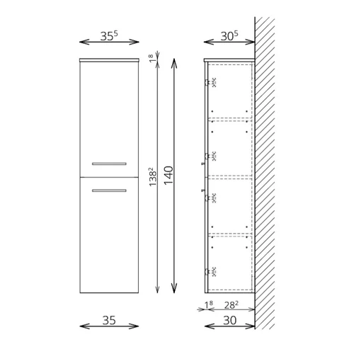 Tboss Kami fürdőszobai kiegészítő szekrény (több színben, Milano bútorszetthez)