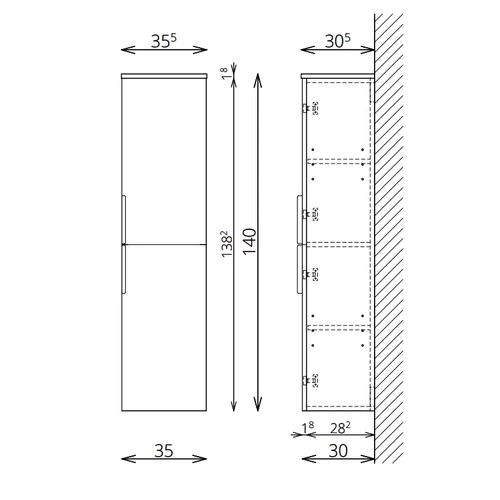 Tboss Manna fürdőszobai kiegészítő szekrény (több színben, Dana, Noto és Nola bútorszettekhez)