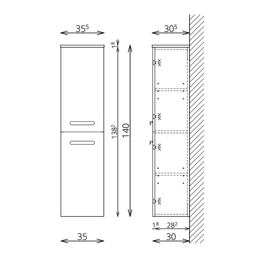 Tboss Ohana fürdőszobai kiegészítő szekrény (több színben, Ohana bútorszetthez)