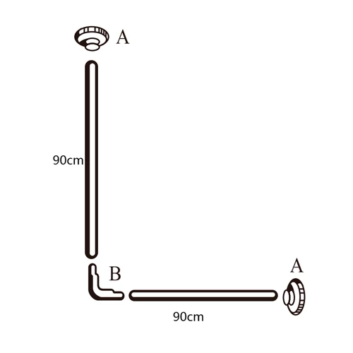 AQUALINE sarok zuhanyfüggönytartó, átm:2,5cmx90x90cm, alumínium/fehér (AC9090)
