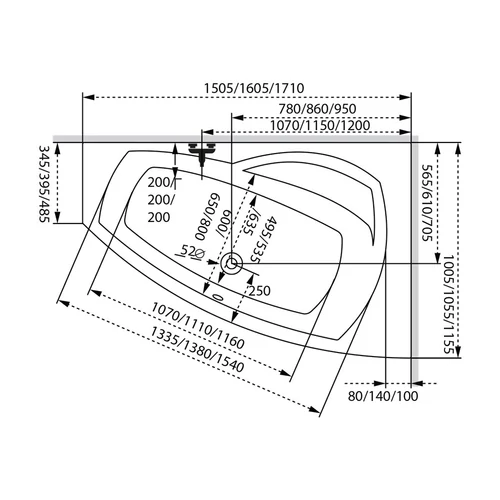 Claudia aszimmetrikus sarokkád