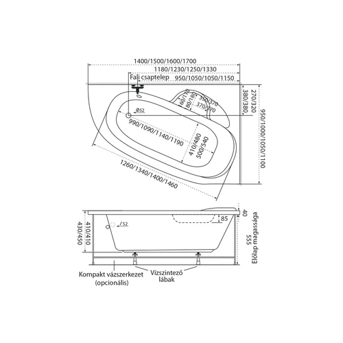 Daria aszimmetrikus sarokkád